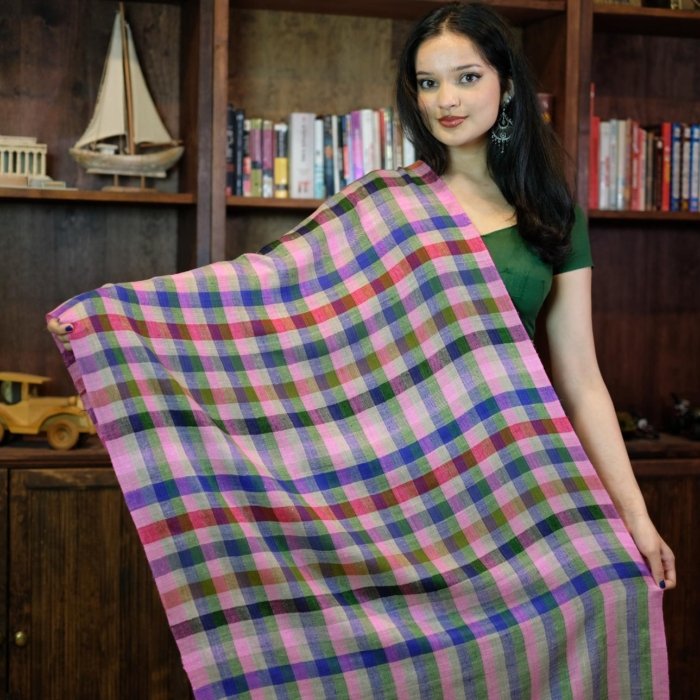 Polychrome Checkered Cashmere Wrap