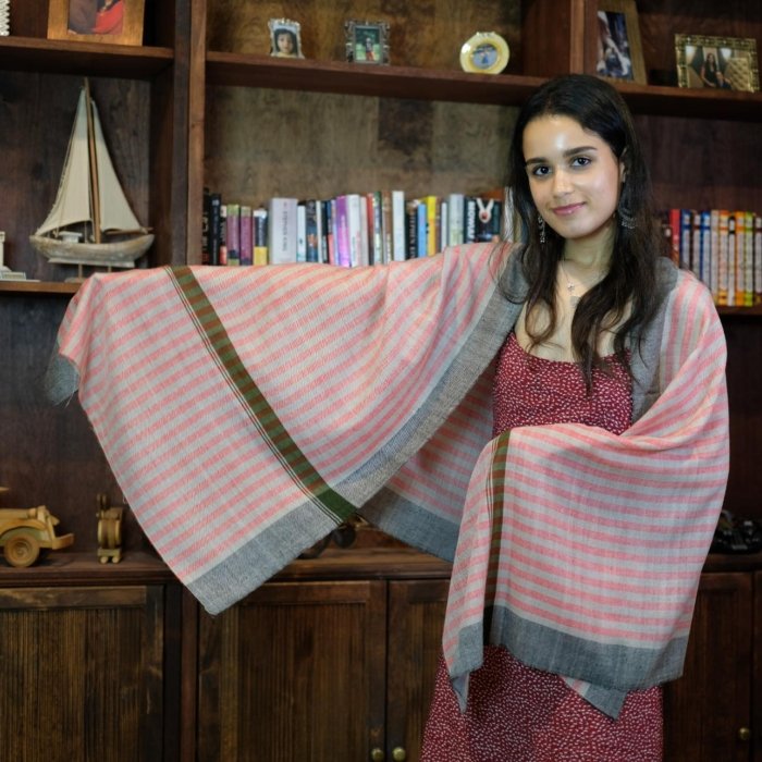 Red Striped Cashmere Wrap