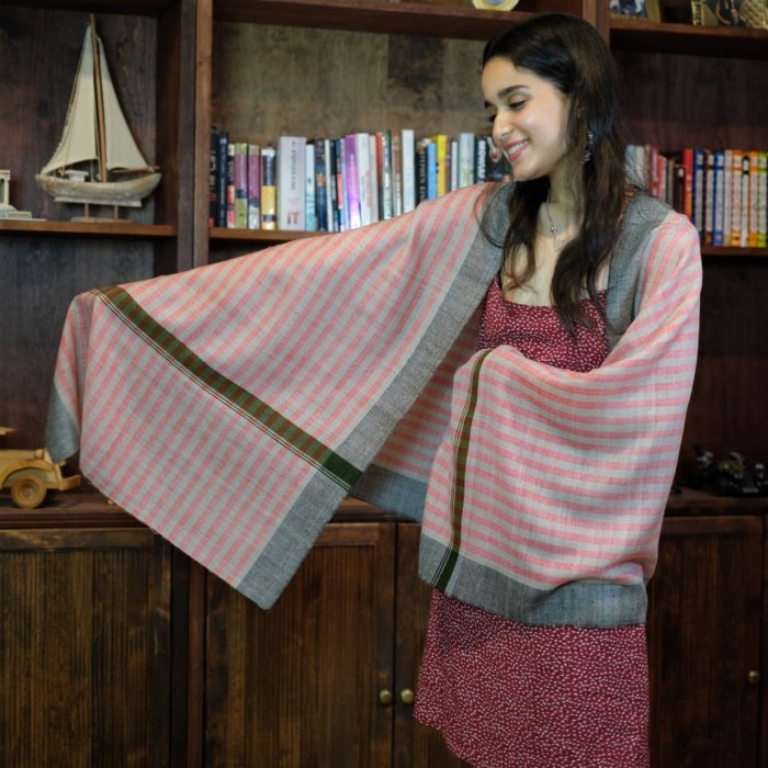 Red Striped Cashmere Wrap