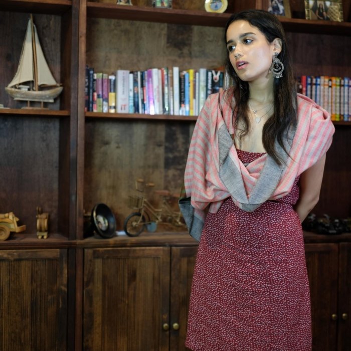 Red Striped Cashmere Wrap