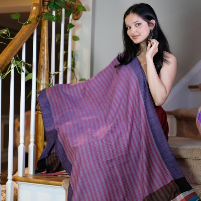 Pink Striped Cashmere Wrap