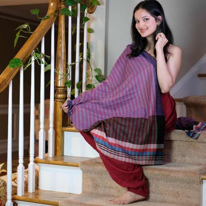 Pink Striped Cashmere Wrap