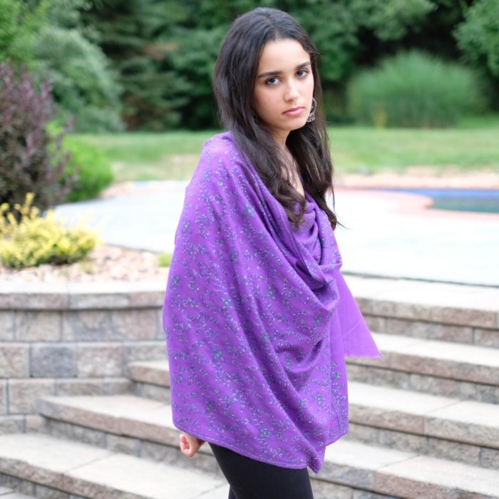 Haseen Purple Sozni Cashmere Wrap