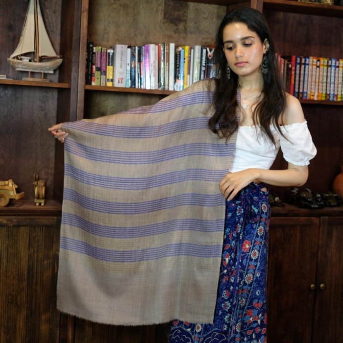 Blue Stripped Cashmere Wrap