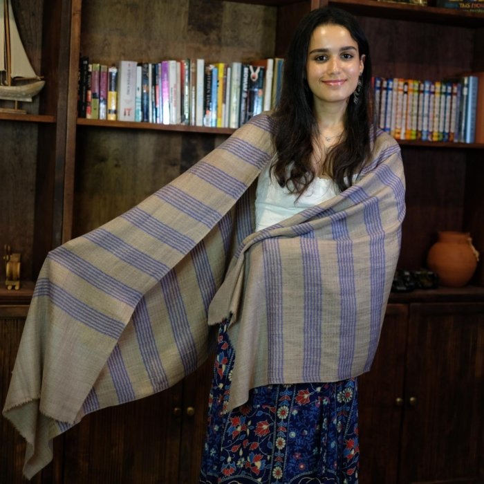 Blue Stripped Cashmere Wrap