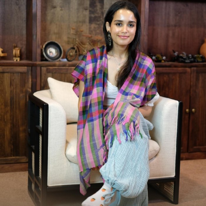 Checkered Cashmere Wrap