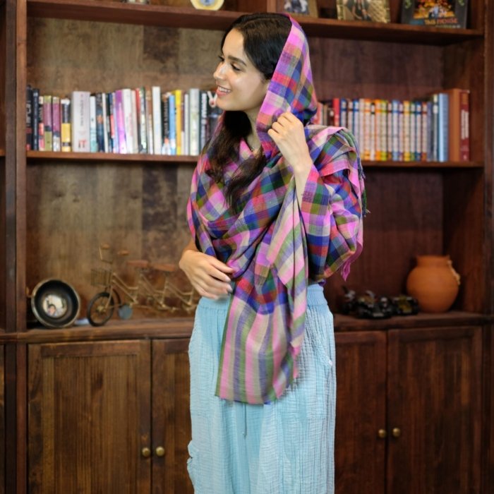 Checkered Cashmere Wrap