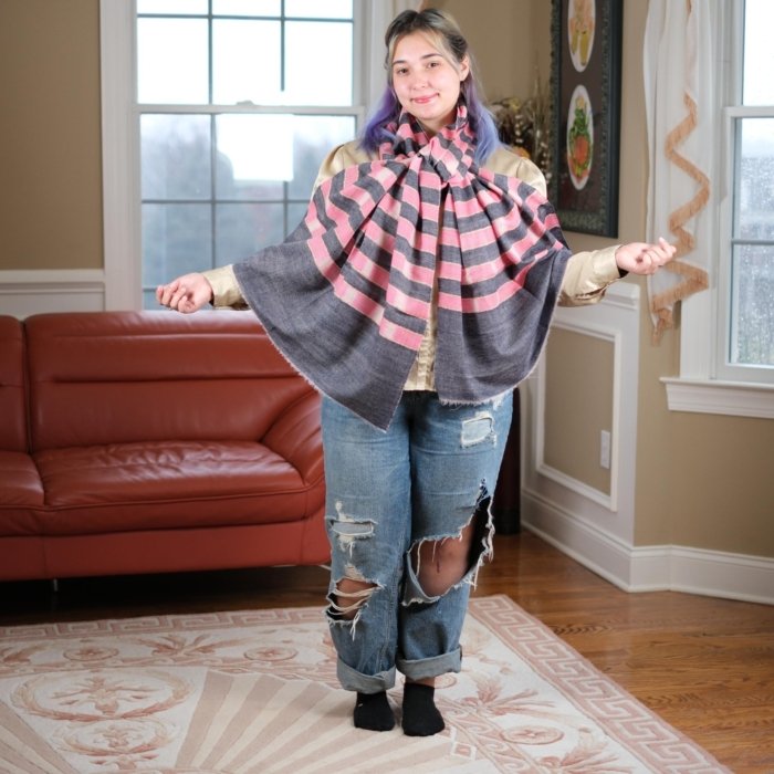Pink & Purple Striped Cashmere Wrap