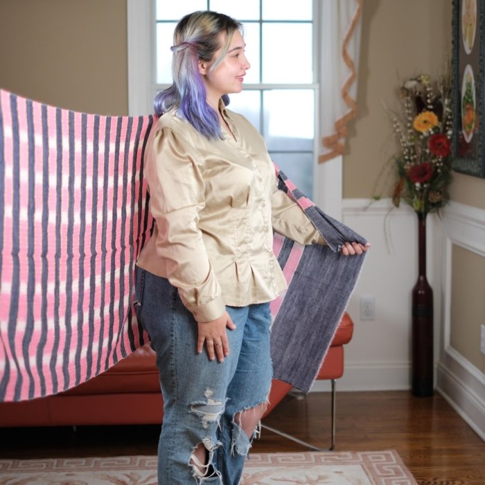Pink & Purple Striped Cashmere Wrap