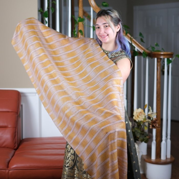 Orange Patterned Cashmere Wrap