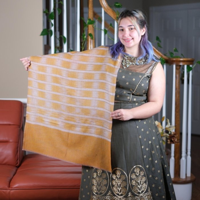 Orange Patterned Cashmere Wrap