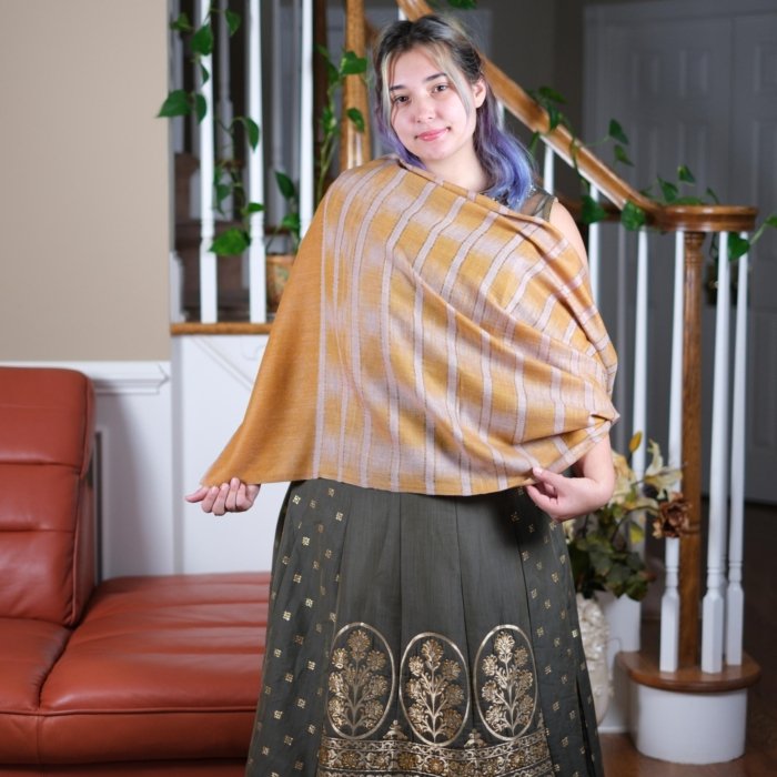 Orange Patterned Cashmere Wrap