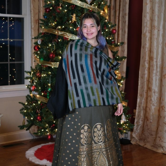 Black Patterened Pashmina Wrap