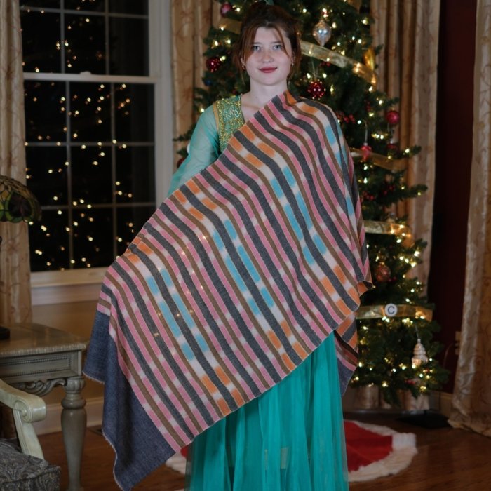 Samira Striped Handwoven Cashmere Wrap
