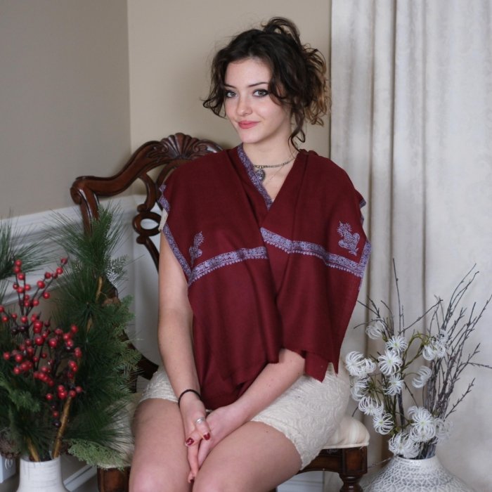 Luxury Velvet Hashidar Embroidered Pashmina Stole