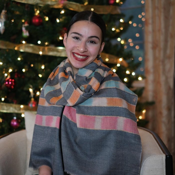 Black Palla Patterned  Cashmere Wrap