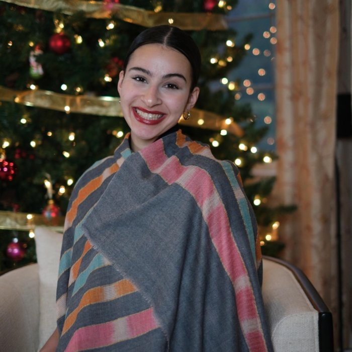 Black Palla Patterned  Cashmere Wrap