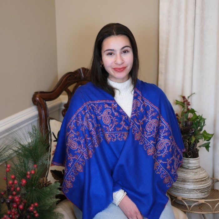 Jahan Ara Blue Paldaar Pashmina Wrap