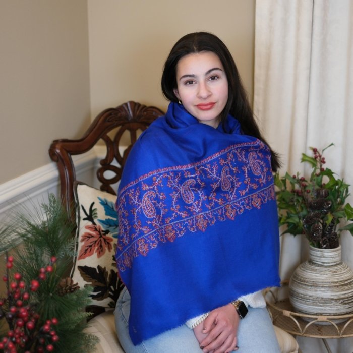 Jahan Ara Blue Paldaar Pashmina Wrap
