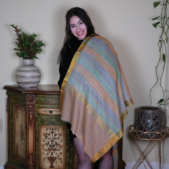 Multicolor Supersoft Zari Border Pashmina Wrap