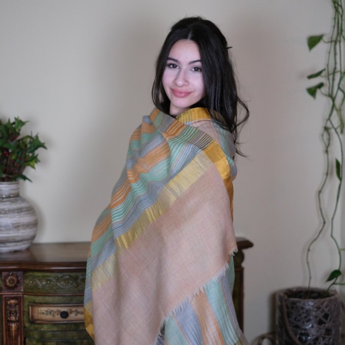 Multicolor Supersoft Zari Border Pashmina Wrap
