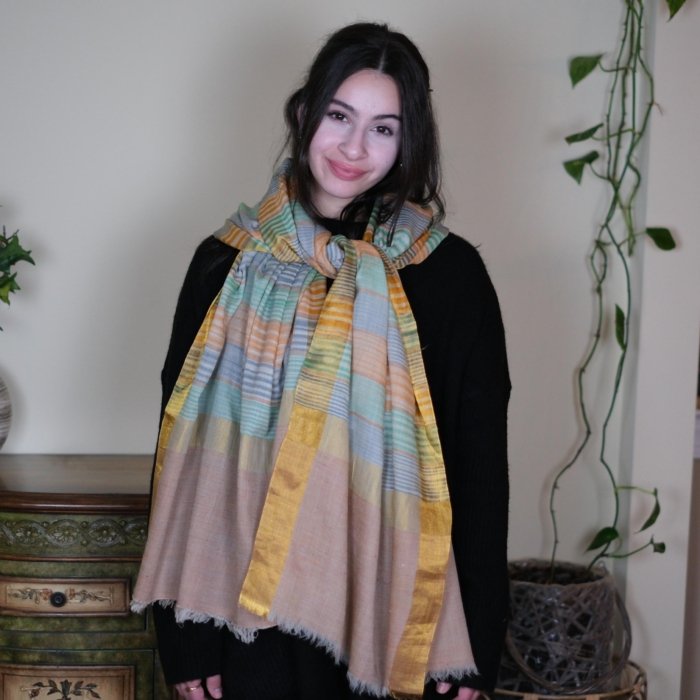 Multicolor Supersoft Zari Border Pashmina Wrap