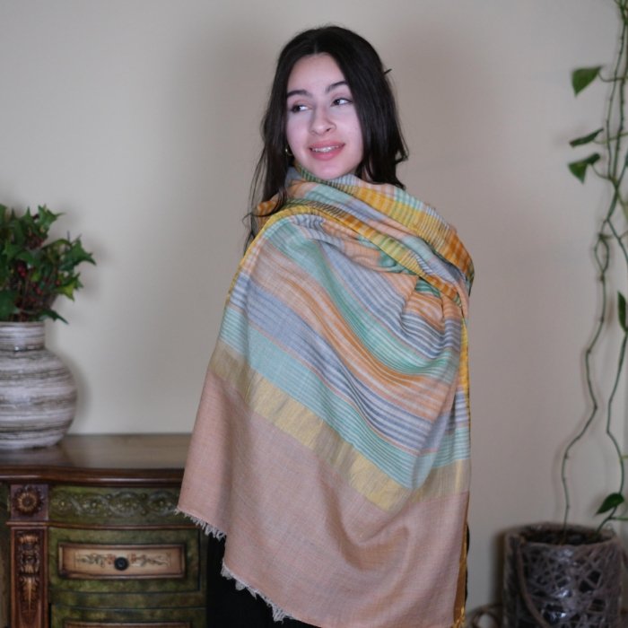 Multicolor Supersoft Zari Border Pashmina Wrap