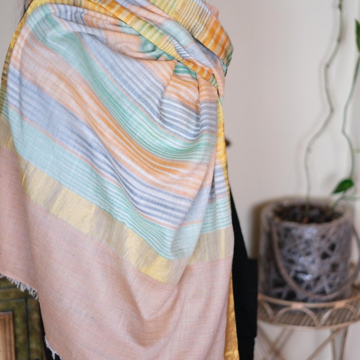 Multicolor Supersoft Zari Border Pashmina Wrap