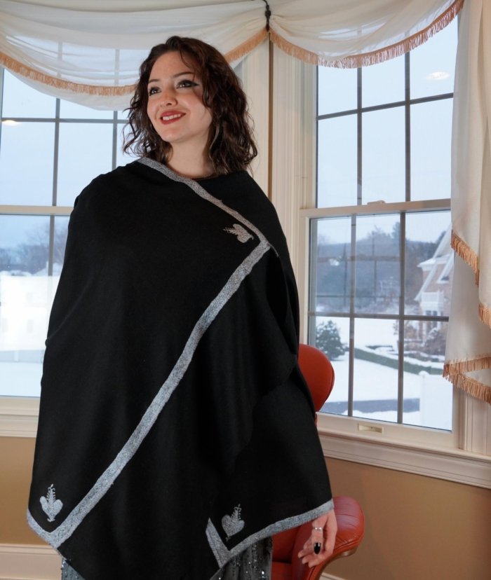 Neelima Black Hashidaar Pashmina Wrap