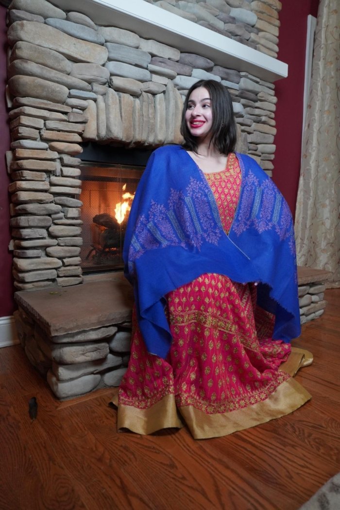 Jameela Royal Blue Paladaar Pashmina Wrap