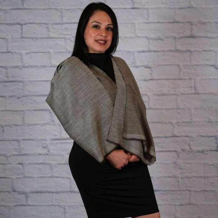 Tahira Dorukha Handwoven Beige Pashmina Wrap