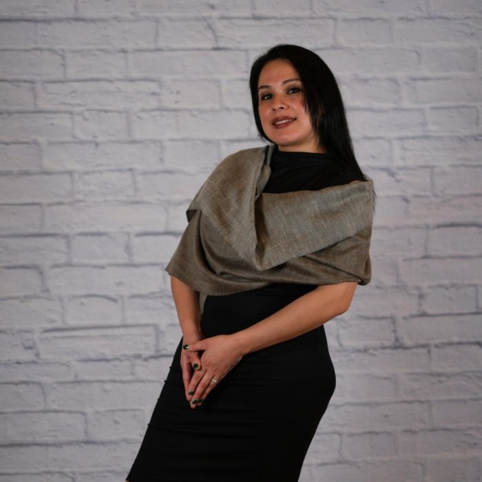 Tahira Dorukha Handwoven Beige Pashmina Wrap