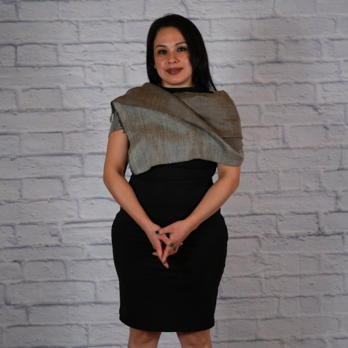 Tahira Dorukha Handwoven Beige Pashmina Wrap