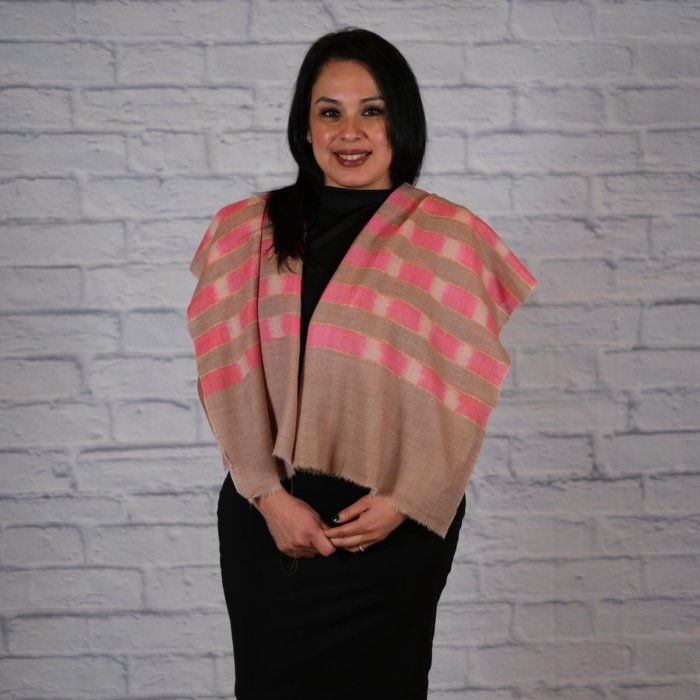 Saher Pink Striped Handwoven Pashmina Wrap