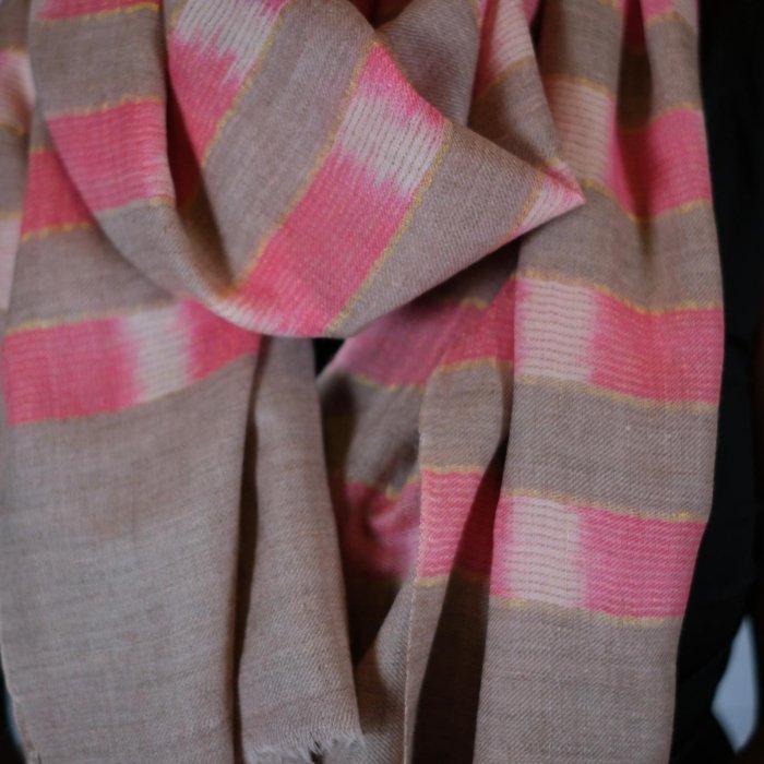 Saher Pink Striped Handwoven Pashmina Wrap