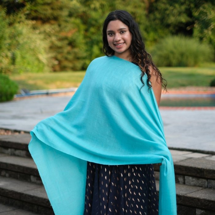 Turquoise Handwoven Pashmina Wrap
