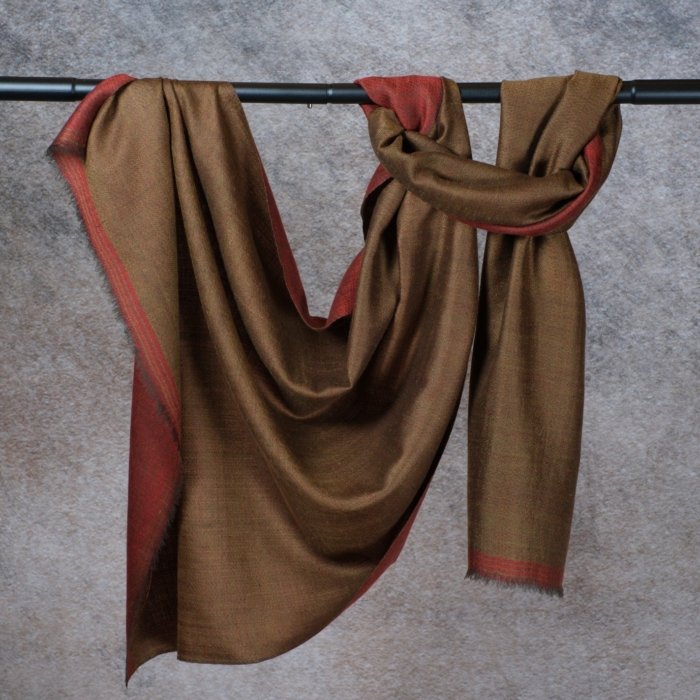 Aarav Dorukha Terracotta-Bronze Pashmina Wrap