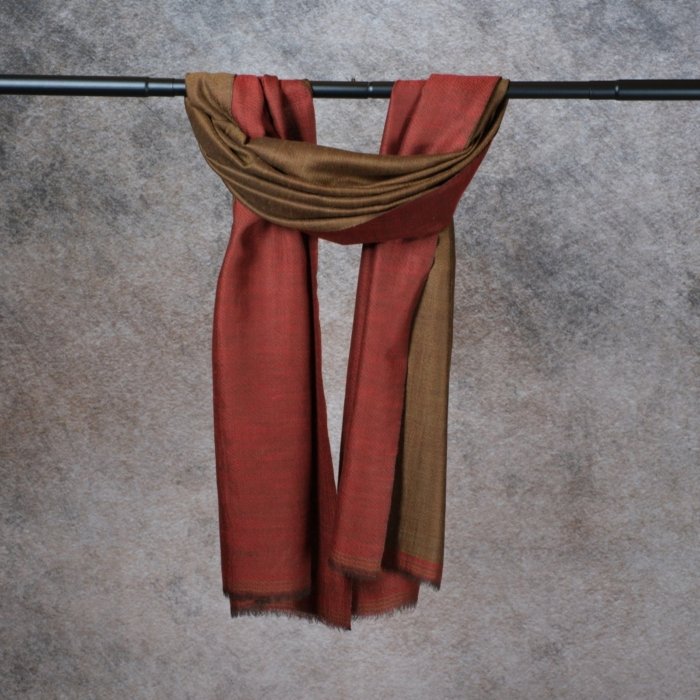 Aarav Dorukha Terracotta-Bronze Pashmina Wrap