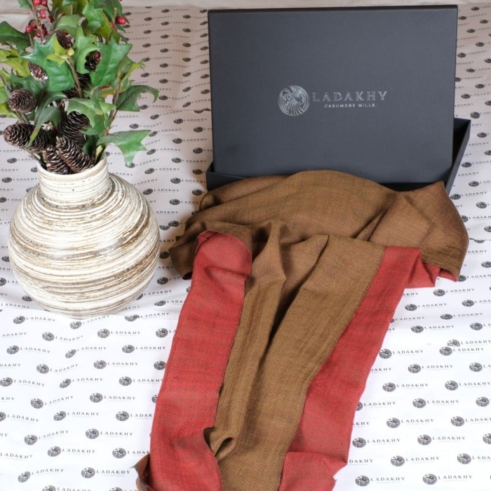 Aarav Dorukha Terracotta-Bronze Pashmina Wrap