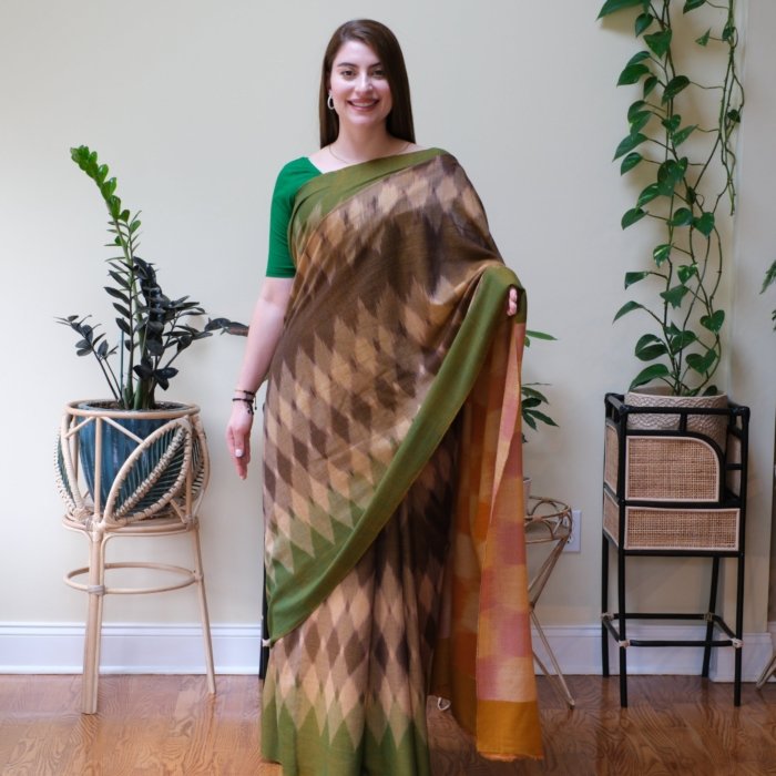 The Horizon Whispers Handwoven Pashmina Saree - Image 2