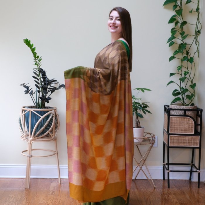 The Horizon Whispers Handwoven Pashmina Saree - Image 3