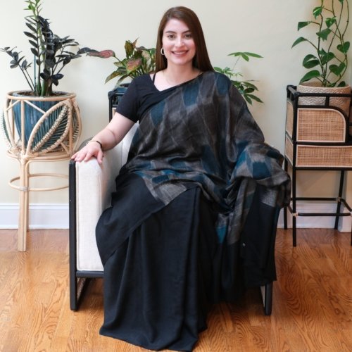 The Midnight Whispers Handwoven Pashmina Saree 1