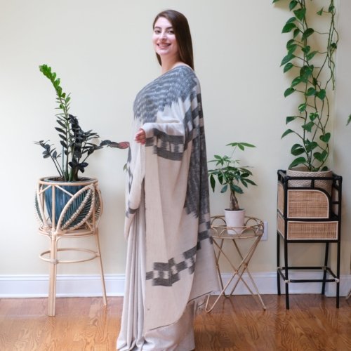 The Monochrome Whispers Handwoven Pashmina Saree 1