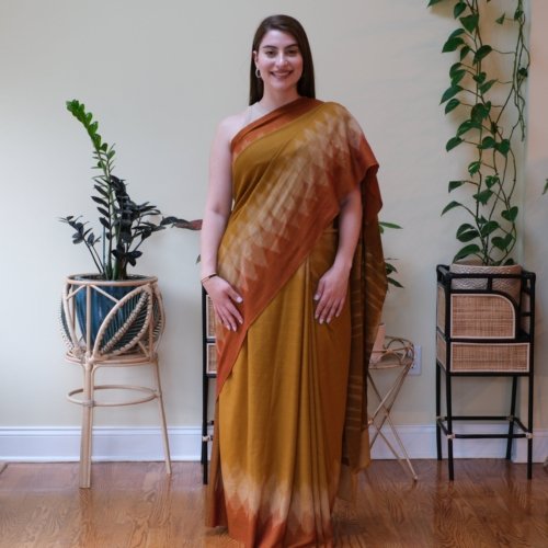 The Sunset Whispers Handwoven Pashmina Saree 1
